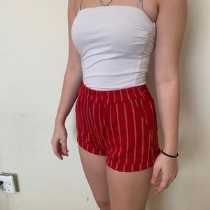 white red striped shorts